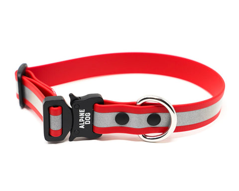 Reflective Red Tactical BioThane Cobra-style Collar Alpine Dog