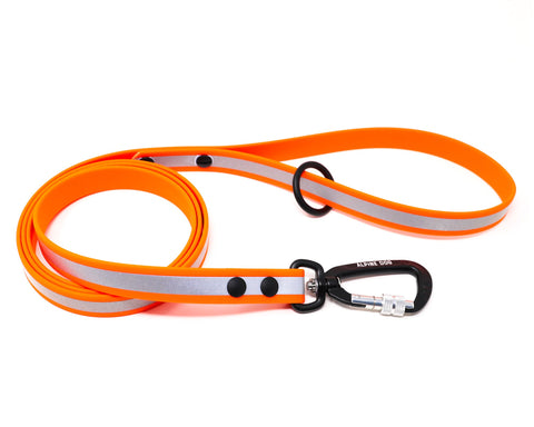 Reflective Orange Tactical BioThane Leash - Alpine Dog